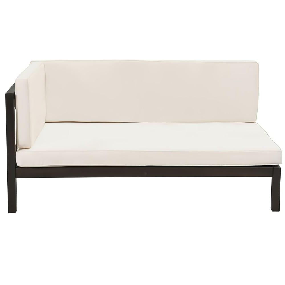 4-Piece Outdoor Wood Patio Backyard Sectional Seating Group with Beige Cushions and Table