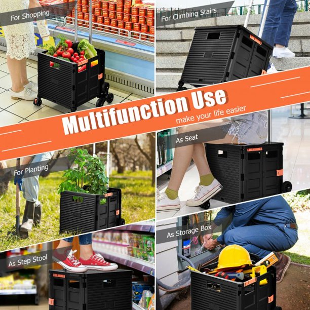 SUGIFT Shopping Cart Foldable Utility Cart for Travel and Shopping