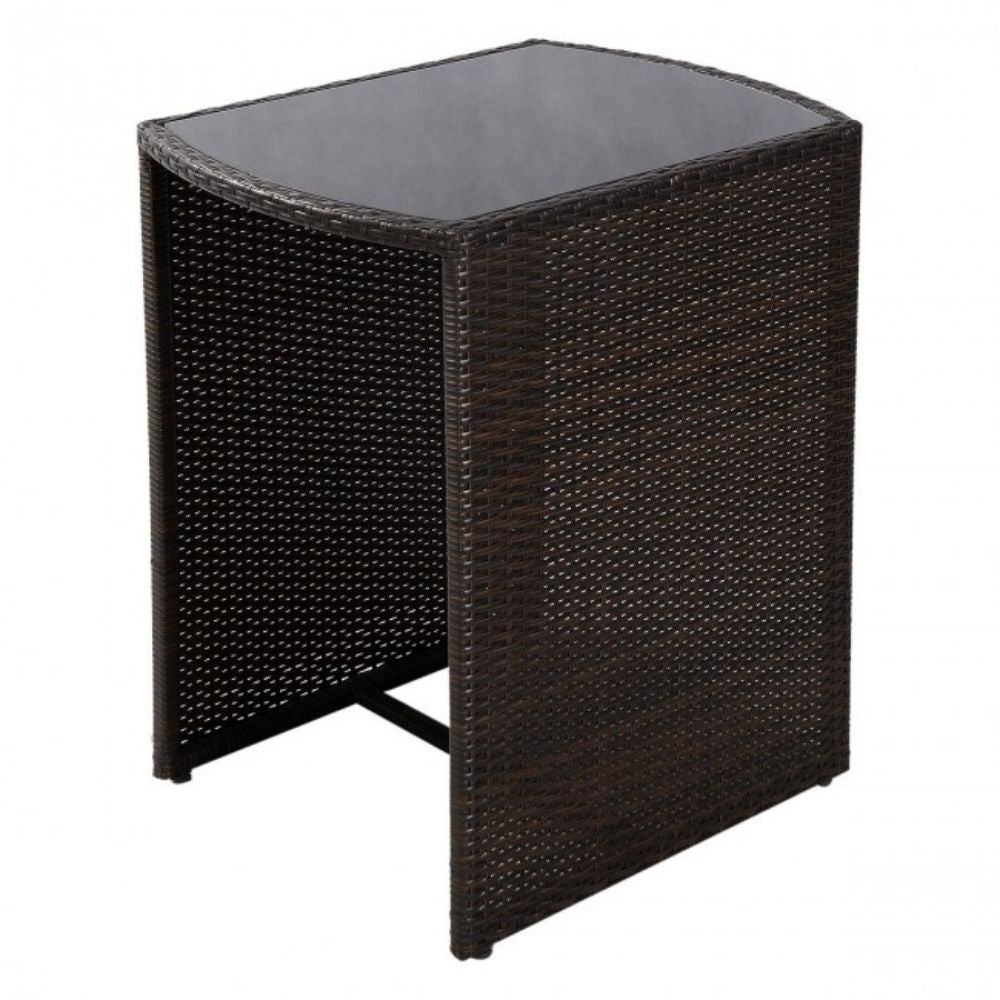 3-Pieces Wicker Patio Cushioned Outdoor Chair and Table Set with Beige Cushion
