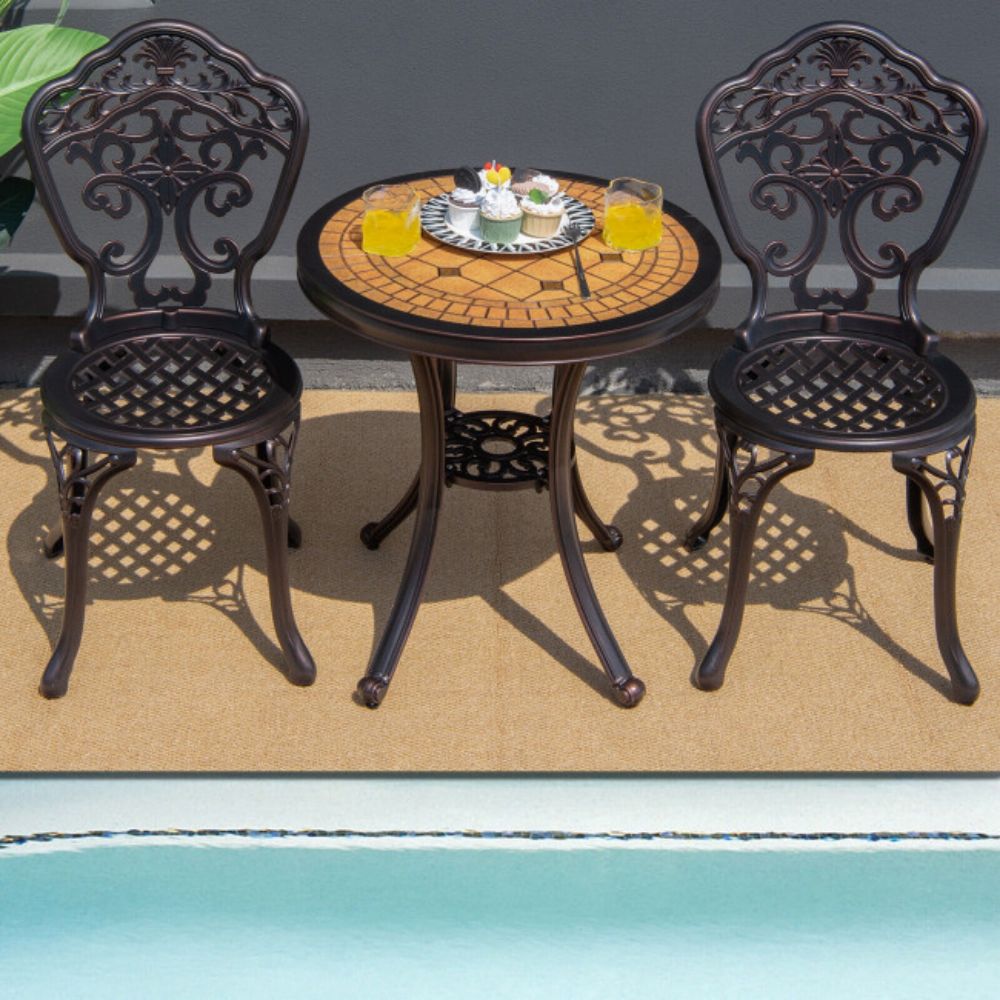 3-Piece Outdoor All-Weather Cast Aluminum Patio Bistro Set