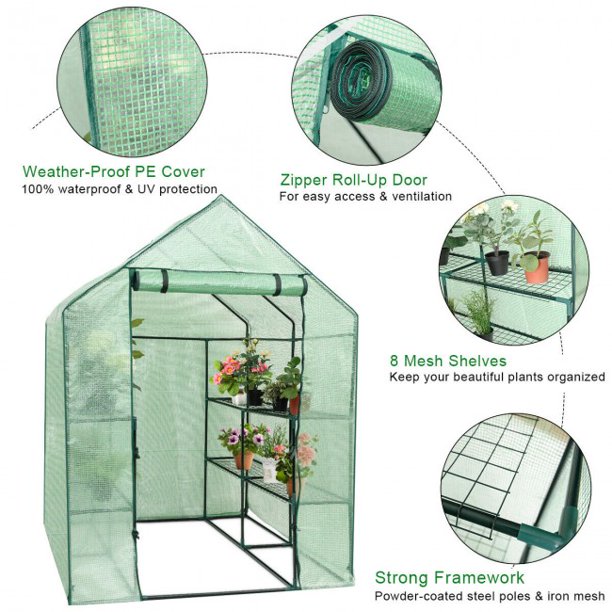 Outdoor Greenhouse 8 shelves Mini Walk In Gardening Plant Green House