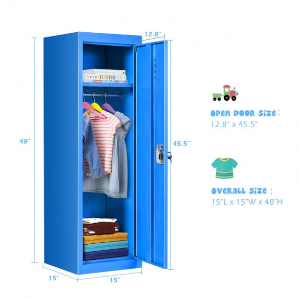 48 Inch Kid Safe Storage Children Single Tier Metal Locker Organizer Shelf