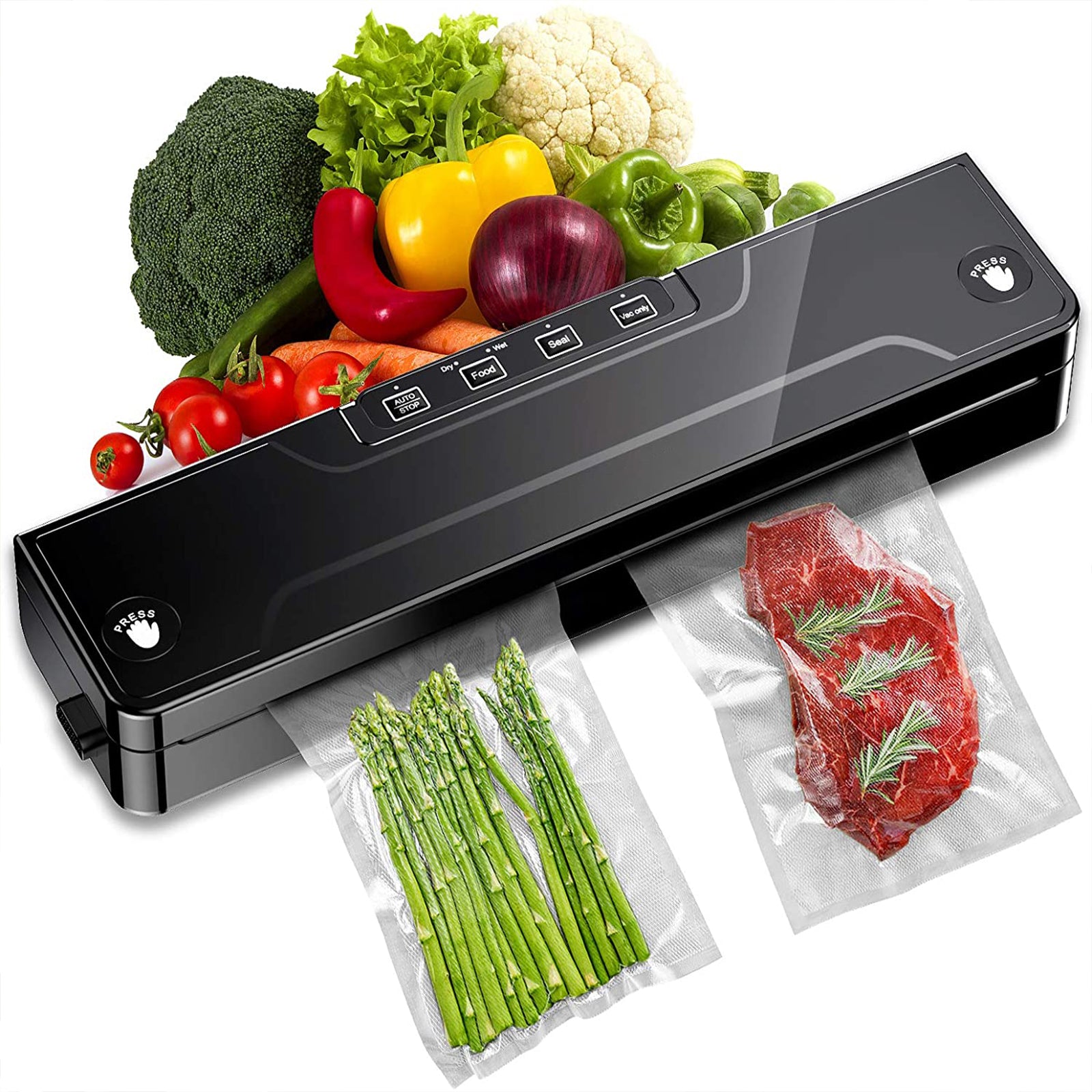 SUGIFT Vacuum Sealer Machine with Suction Hose and 15 Vacuum Bags Included