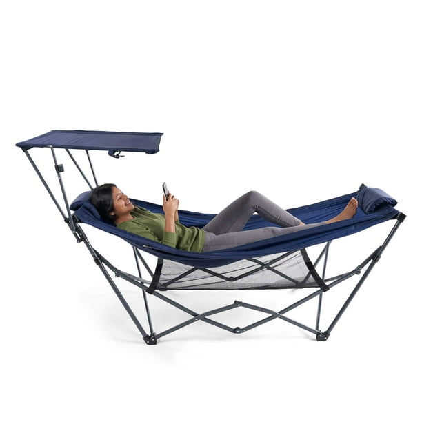 SUGIFT Hammock with Canopy, 32in W x 72in L (Without Canopy), Blue