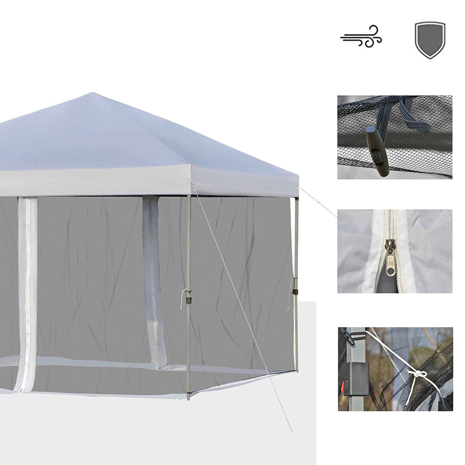 SUGIFT 10 ft. x 10 ft. White Gazebo Pop Up Canopy with Mesh Curtains