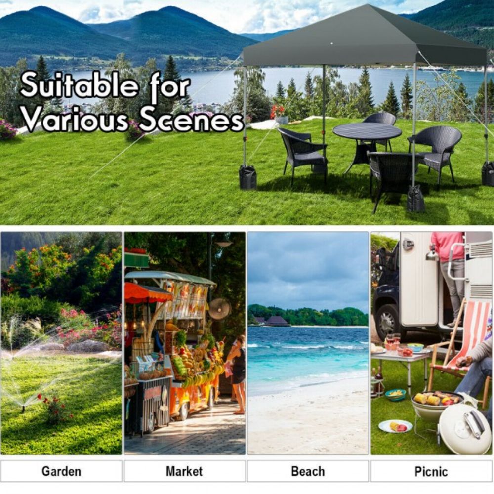 8 ft. x 8 ft. Gray Outdoor Pop-Up Canopy with Roller Bag and Sand Bags