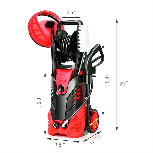SUGIFT 3000PSI Electric High Pressure Washer Machine 2 GPM 2000W w/ Deck Patio Cleaner, Red