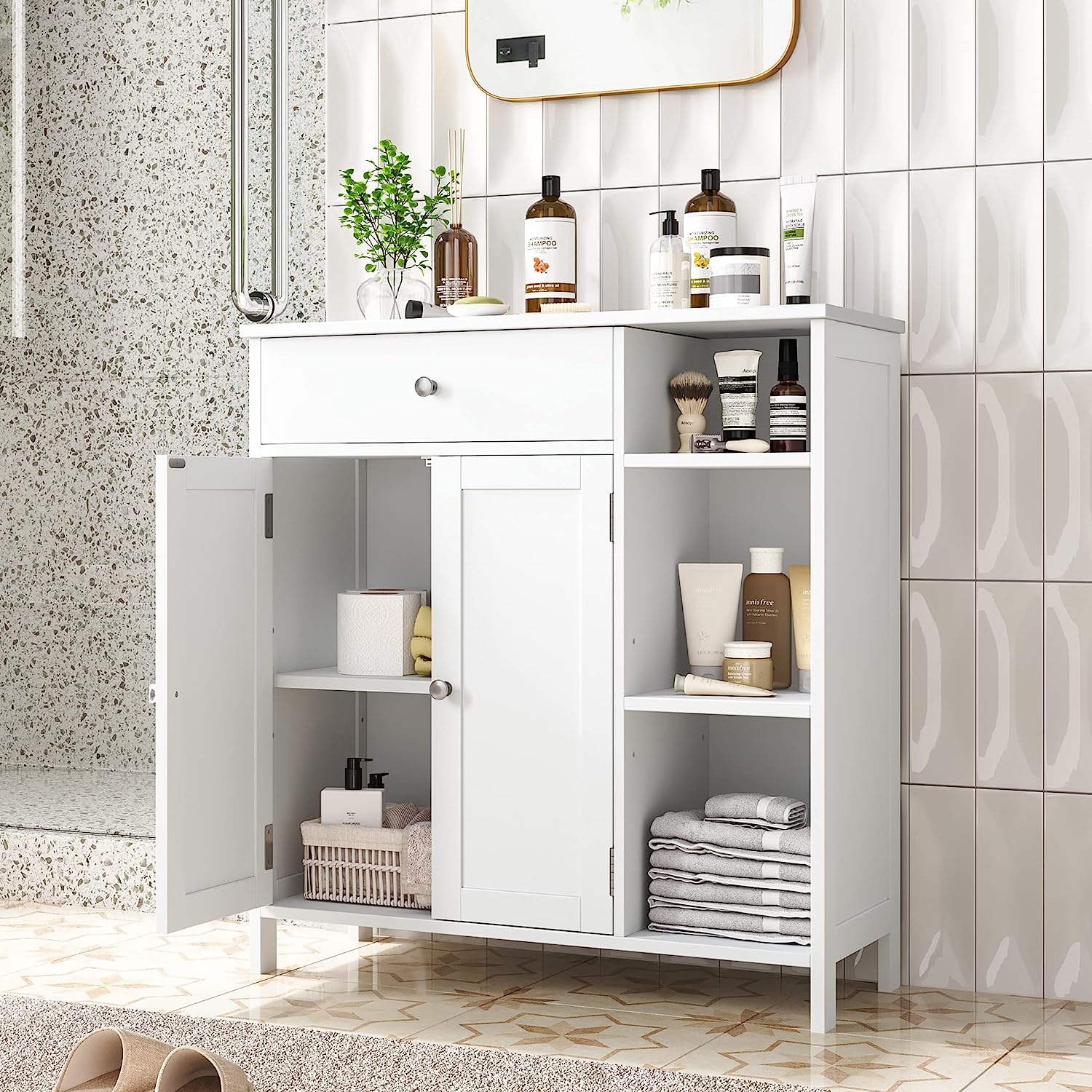 Freestanding Bathroom Cabinet with Doors