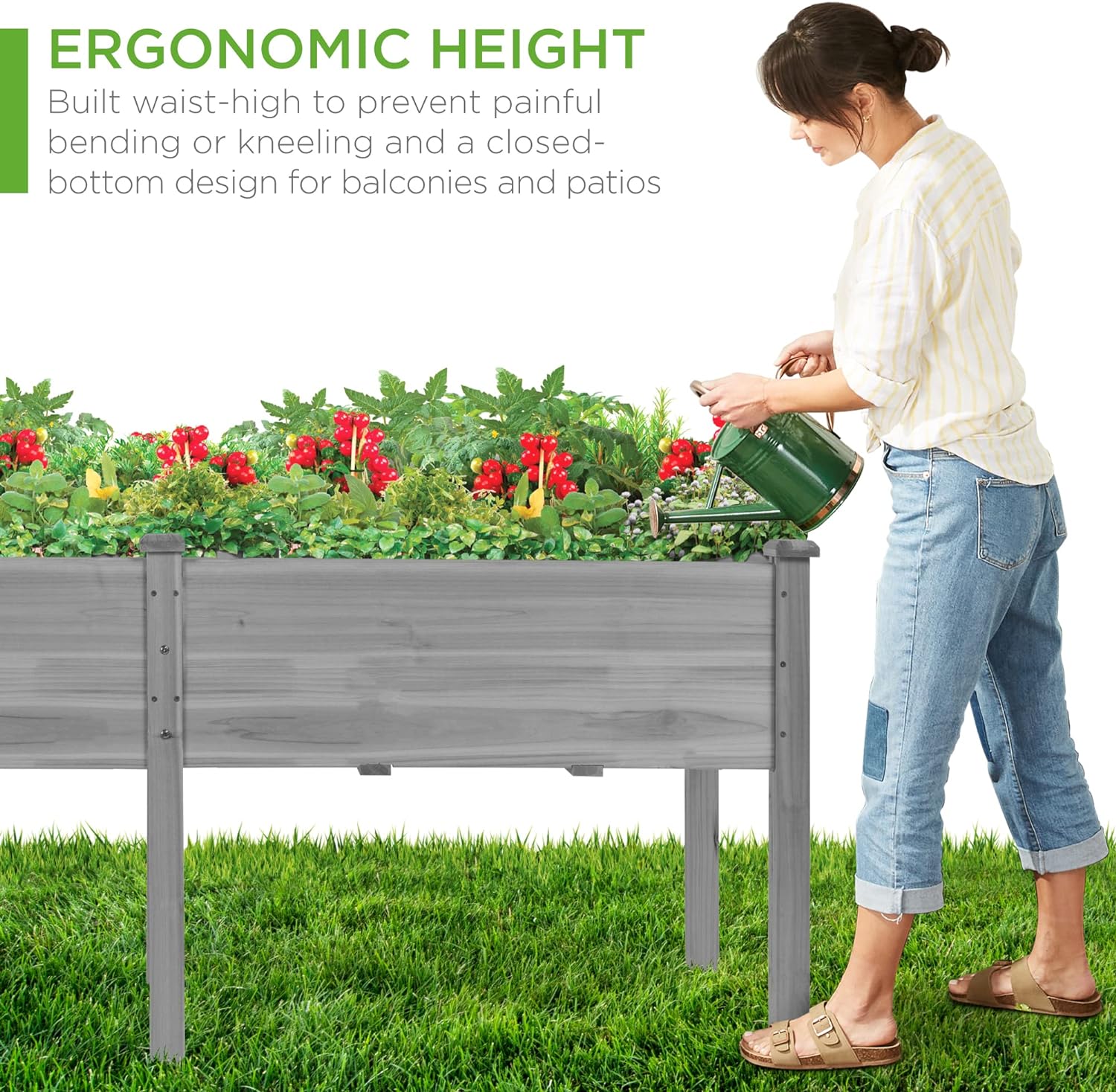 Raised Garden Bed 300lb Capacity, Gray