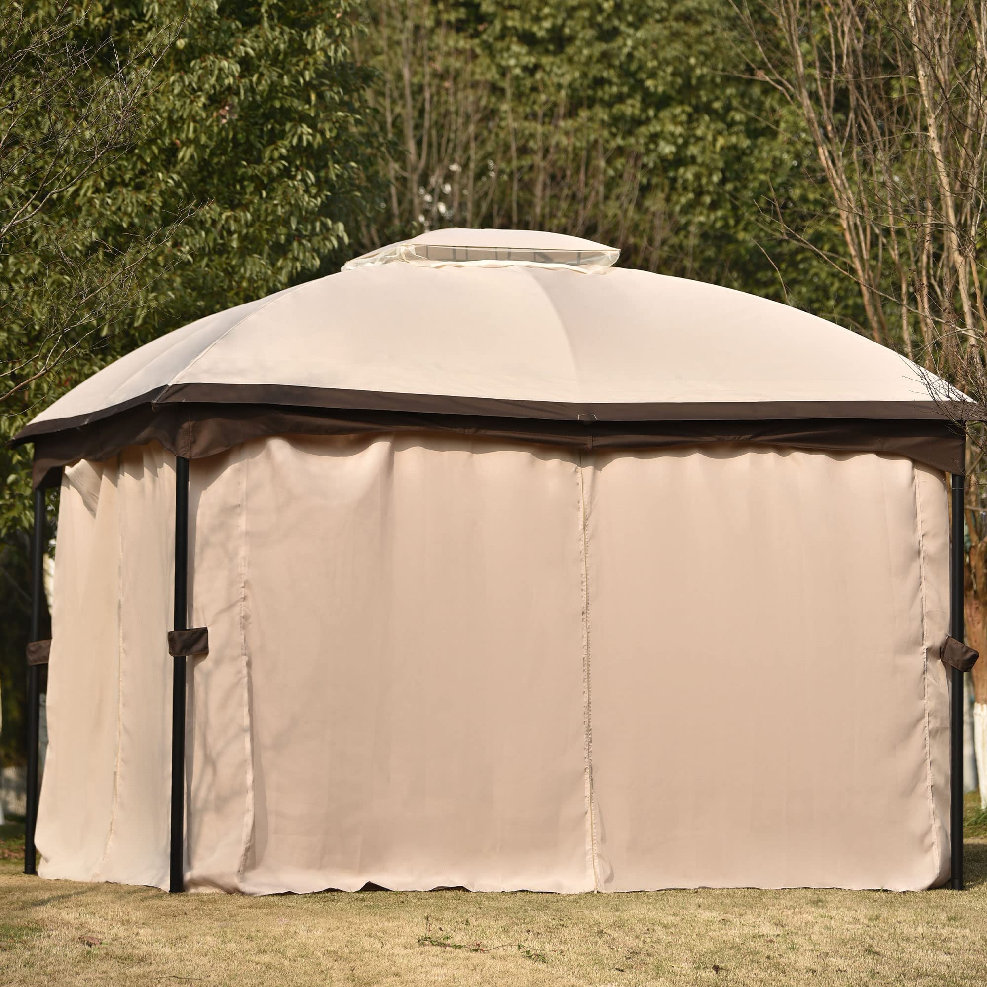 SUFGIFT 9.8 ft. x 11.8 ft. Outdoor Patio Gazebo Canopy Tent With Ventilated Double Roof And Mosquito net