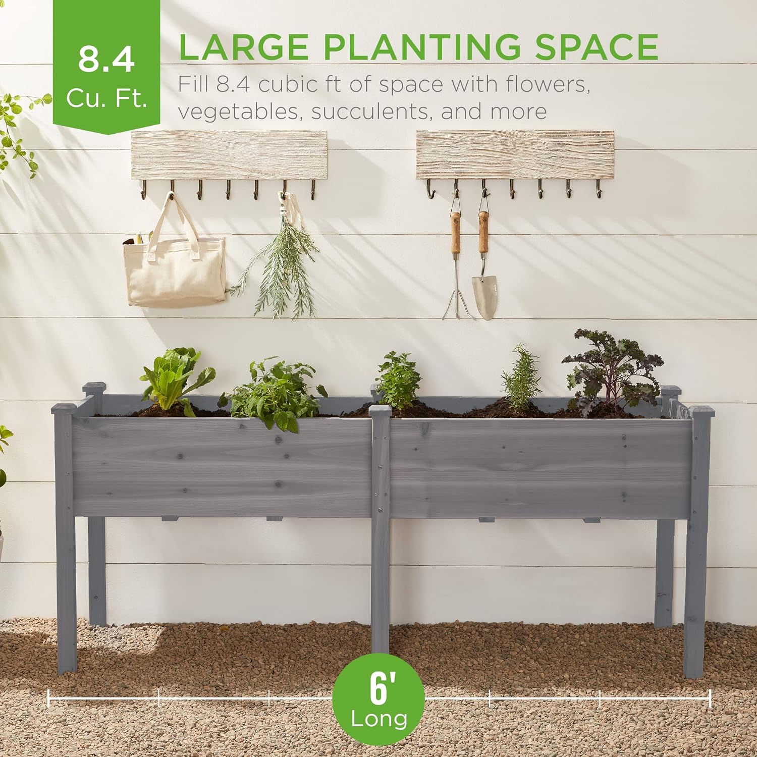 Raised Garden Bed 300lb Capacity, Gray