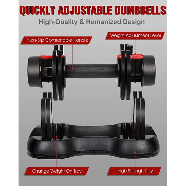 SUGIFT Adjustable Dumbbell 25 lbs with Fast Automatic Adjustable and Weight Plate for Home Gym Strength Training Fitness