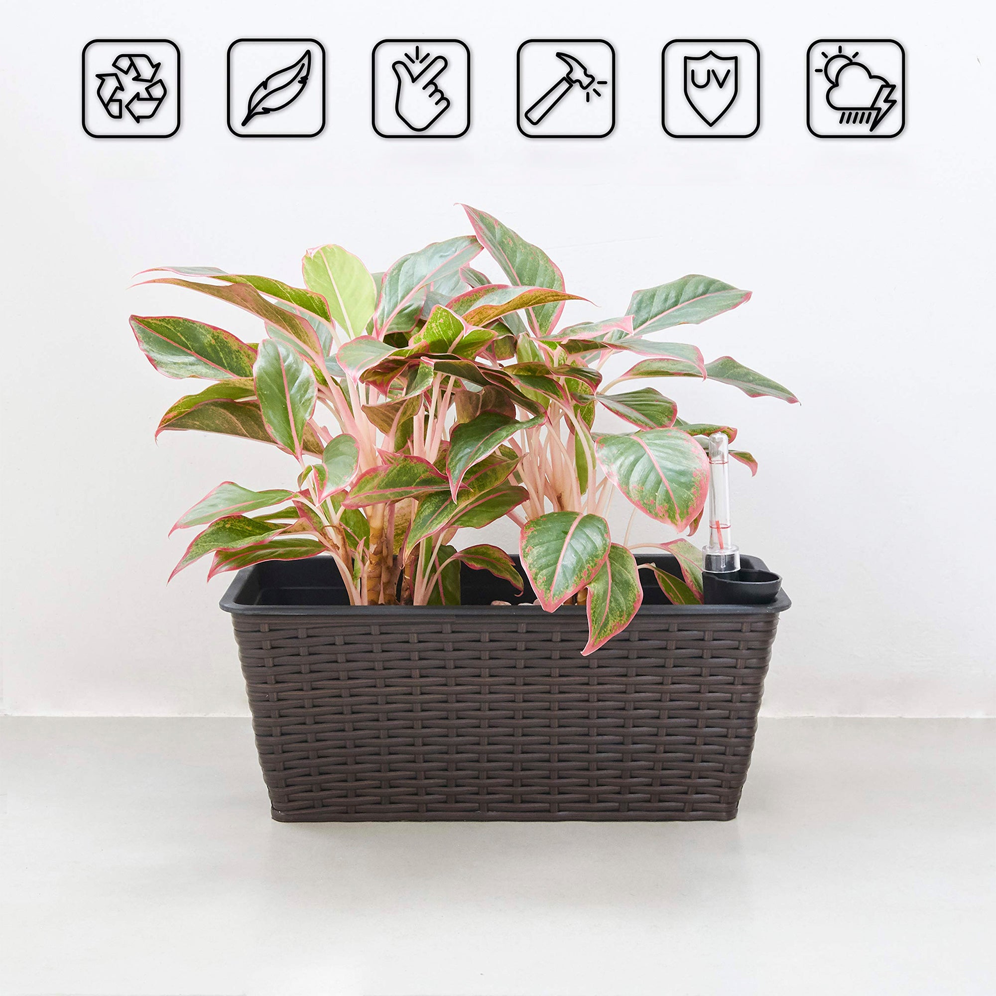 SUGIFT 23 Inches Thin Rectangular Smart Self-Watering Planter