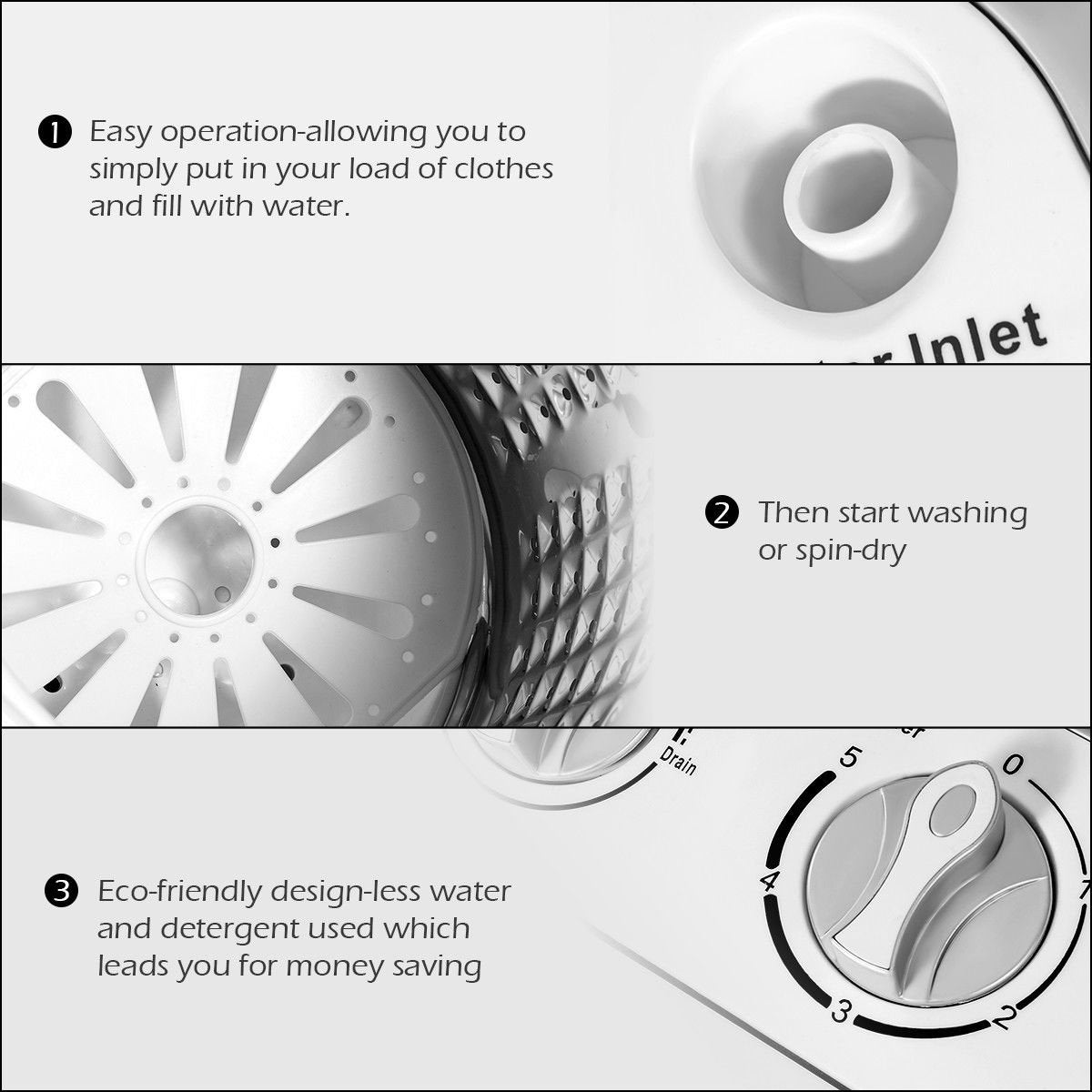 SUGIFT Portable Compact Mini Twin Tub Washing Machine with Wash and Spin Cycle, Built-in Gravity Drain, 13lbs Capacity For  Dorms, College Rooms, RV¡¯s