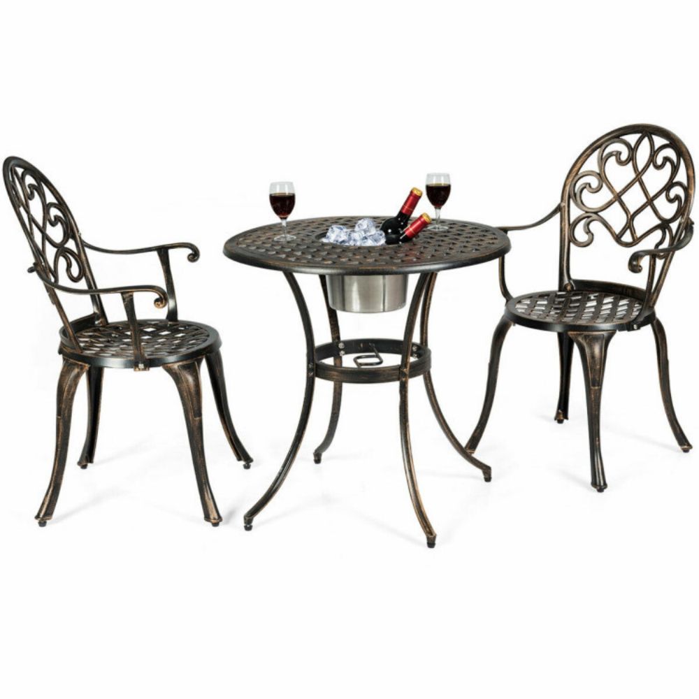 3-Piece Outdoor All-Weather Cast Aluminum Patio Bistro Set