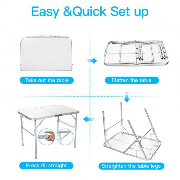 SUGIFT Folding Table Adjustable Portable Aluminum Patio Folding Camping Desk