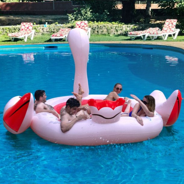 SUGIFT Inflatable Flamingo Floating Island for Pool, Lake and River, Suitable For 4-6 People
