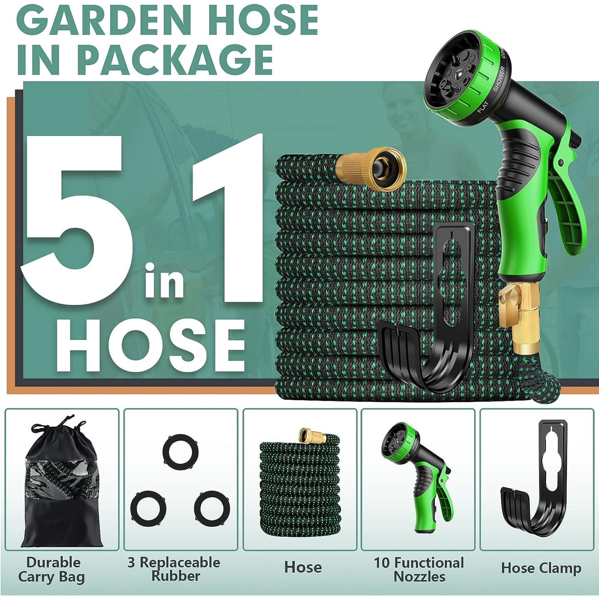 SUGIFT 50 ft Expandable Garden Hose water hose with 10 Function High
