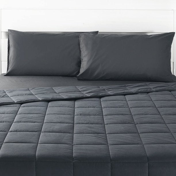 Adult Weighted Blanket£¨15lbs 60 inx80 in£©Cotton with Glass Beads - Dark Grey