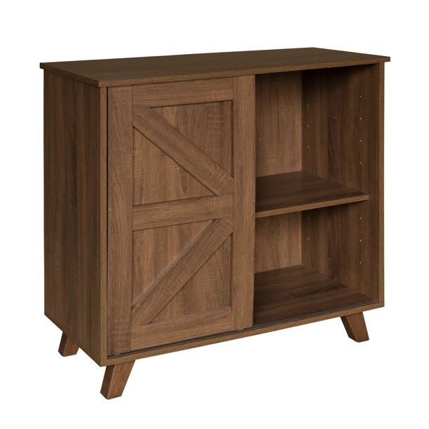 SUGIFT 32in Farmhouse Barn Door Accent Cabinet Cabinet Storage