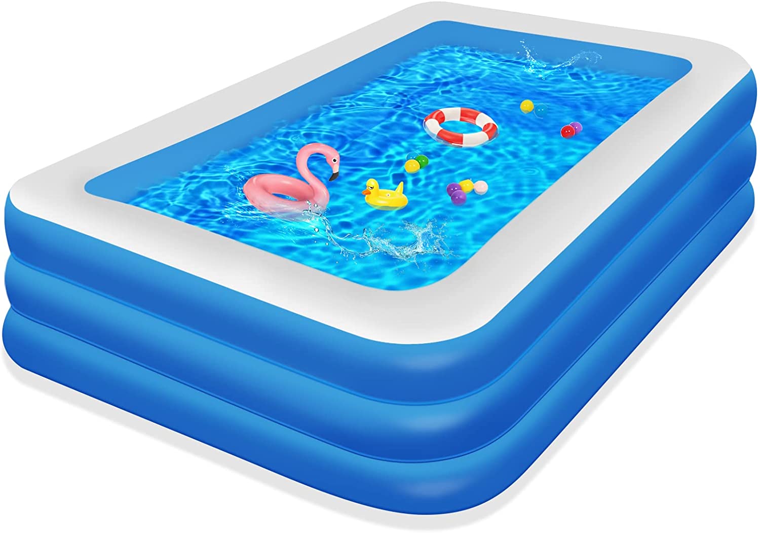 120 in. x 72 in. x 22 in. Rectangle Outdoor Full-Sized Inflatable Above Ground Kiddle Pool