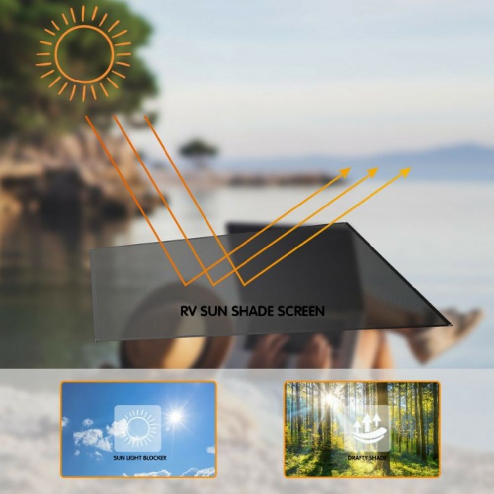 7 ft. x 9 ft. Black RV Awning Side Mesh Screen Sunshade with Complete Kits