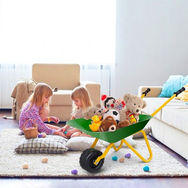 SUGIFT Kids Wheelbarrow Outdoor Garden Backyard Play Toy Kids Metal Wheelbarrow