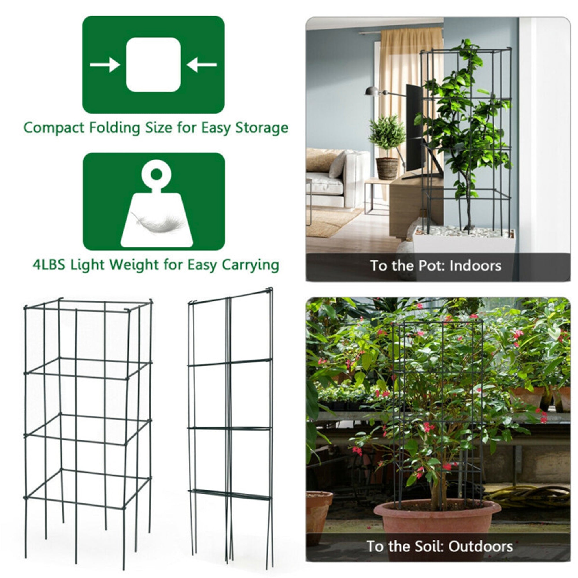 4-Pack Garden Trellis for Climbing Plants for Flower Vegetable