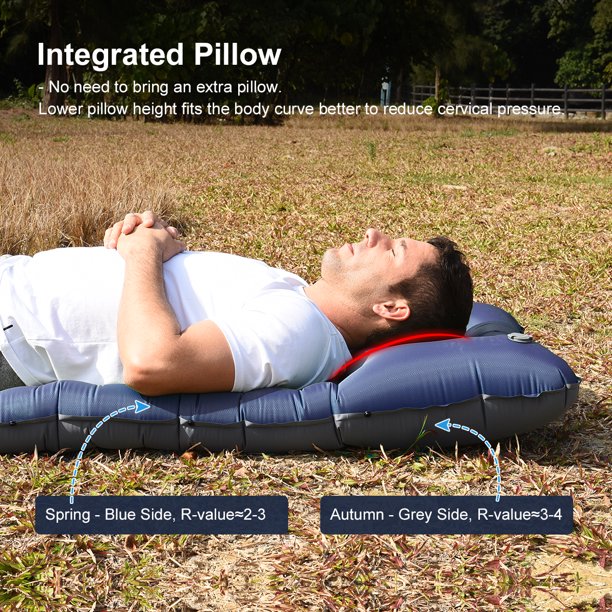 SUGIFT Camping Sleeping Pad, Inflatable Sleeping Mat with Pillow, Compact Camping Air Mattress