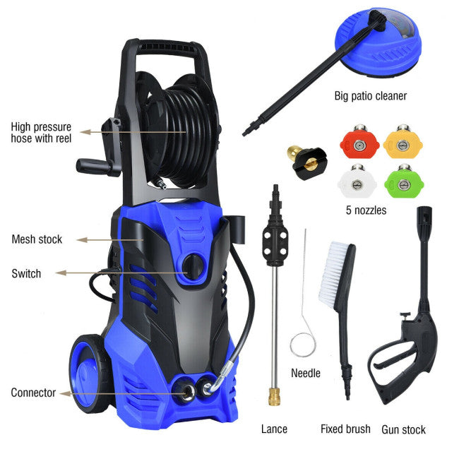 SUGIFT Electric Portable High Pressure Washer with 5 Nozzles,3000PSI  Washer Cleans Cars/Fences/Patios