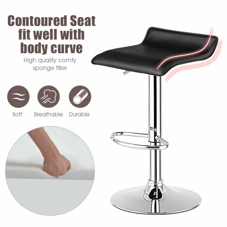 SUGIFT Set of 2 Modern Design Adjustable Backless Bar Stools,PU Leather,Black