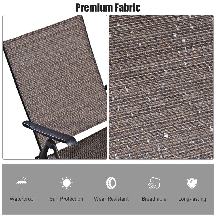 Steel Outdoor Chaise Lounge Chair Adjustable Folding Pool Lounger in Tan