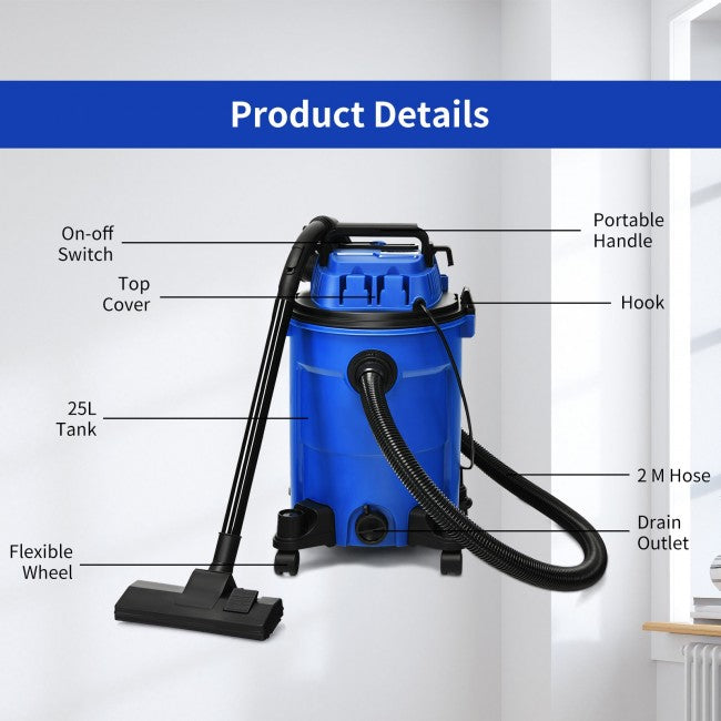 SUGIFT 3 in 1 6.6 Gallon 4.8 Peak HP Wet Dry Vacuum Cleaner with Blowerm,Blue