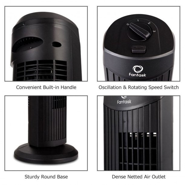 SUGIFT Tower Fan Stand Fan Oscillating Fan Bladeless Air Cooler 35W 28 Inch Black