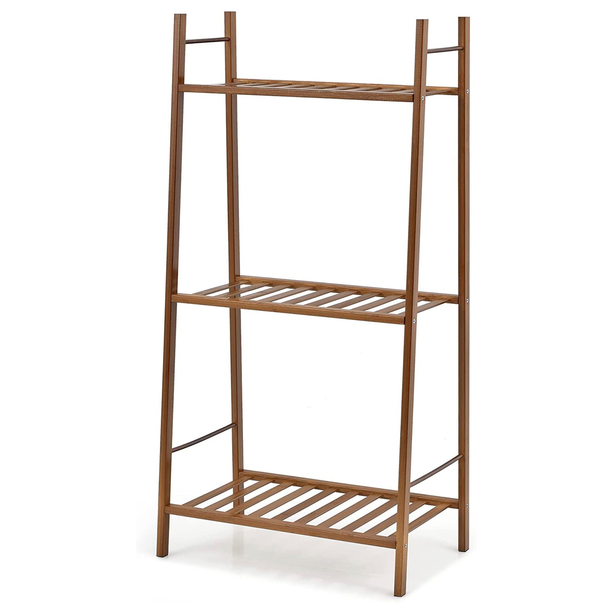Indoor/Outdoor Brown Bamboo Wood Ladder Plant Stand Display Holder (3-Tier)