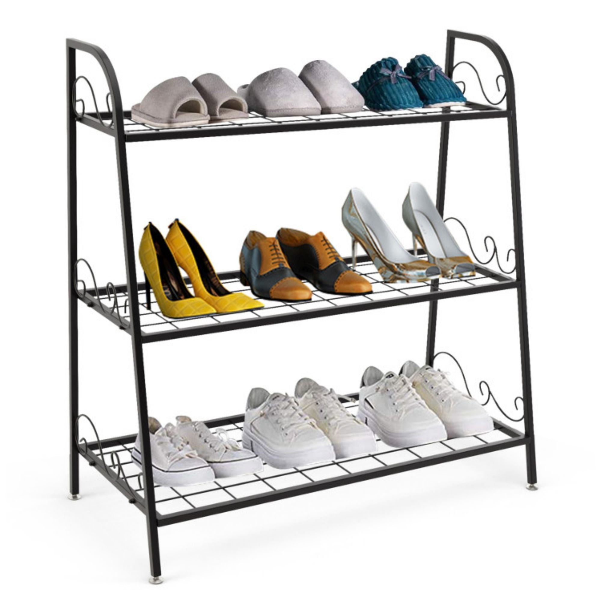 Indoor/Outdoor Black Steel Plant Stand Shelf Display Rack (3-Tier)