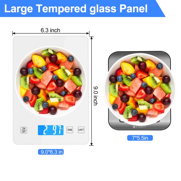 Food Scale,33lb/15kg Rechargeable Digital Kitchen Scale,1g/0.1oz Precise Graduation (White)