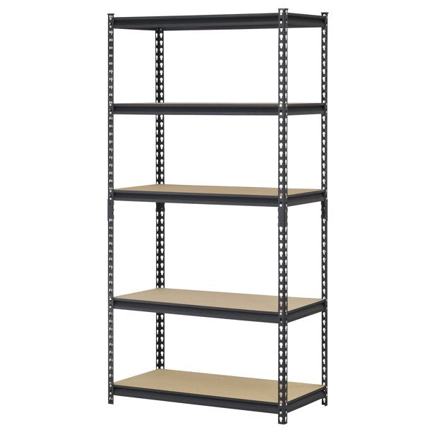 SUGIFT 36Wx18Dx72H 5-Particle Board Shelves, 4000 lb Total Capacity, Black