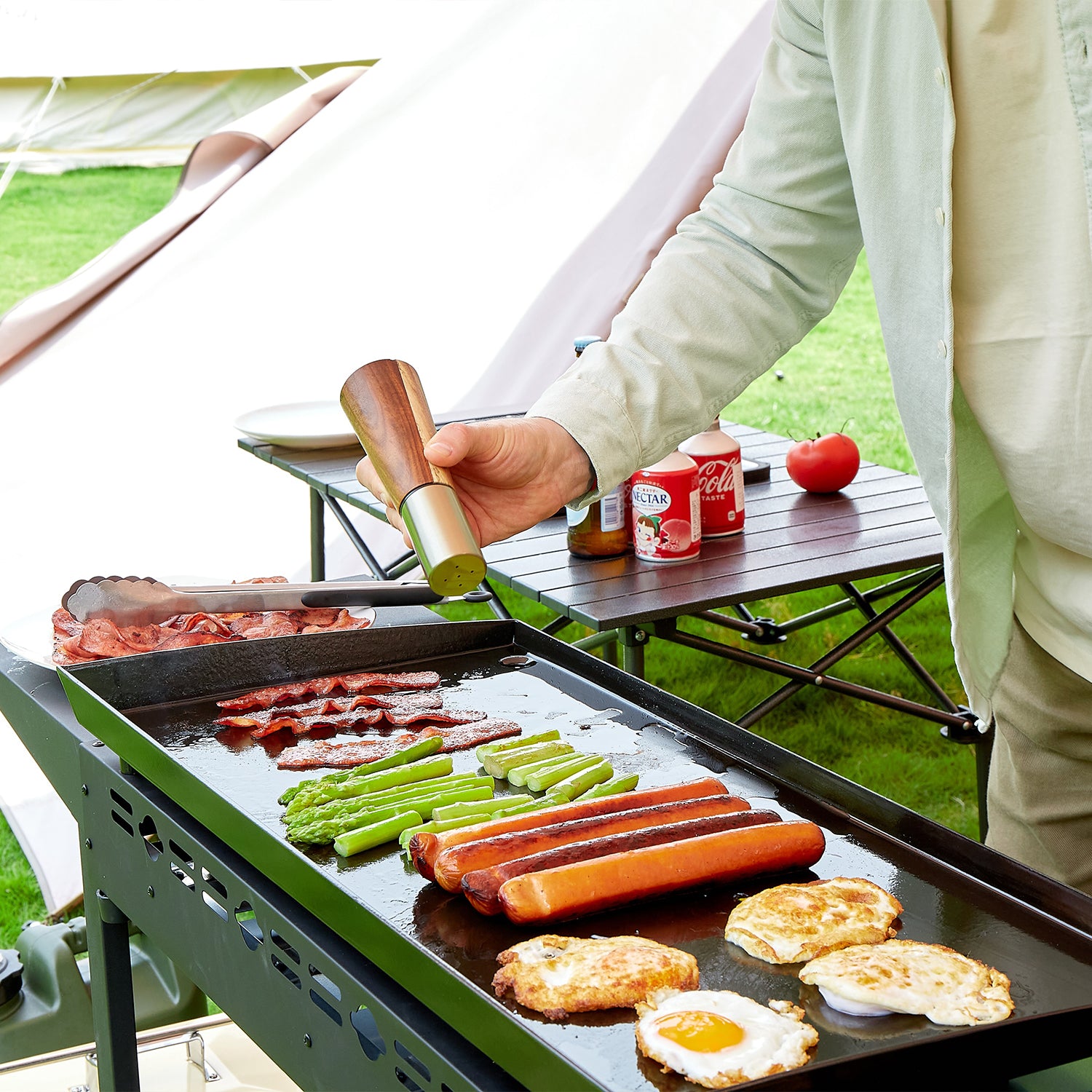 4-Burner Foldable Outdoor Propane Gas Grill in Black with Wheels