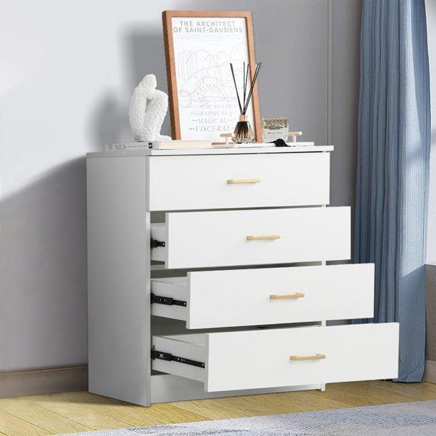 SUGIFT 4-Drawer Wood Dressers, White SUGIFT 4-Drawer Wood Dressers, White