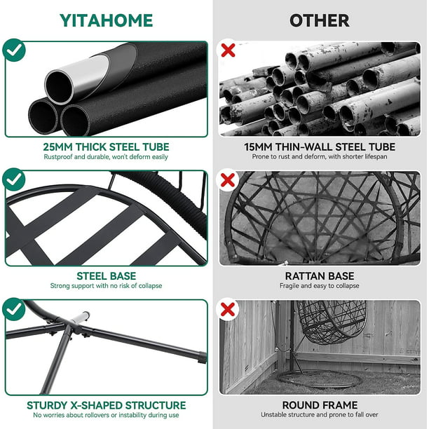 SUGIFT Egg Swing Chair Hanging Outdoor Wicker Hammock Chairs Indoor