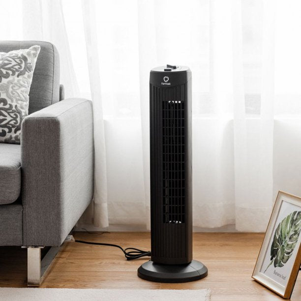 SUGIFT Tower Fan Stand Fan Oscillating Fan Bladeless Air Cooler 35W 28 Inch Black