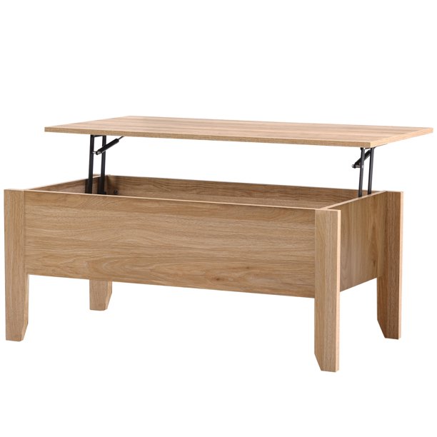 SUGIFT Modern Lift-Top Coffee Table with Storage, Sofa Table For Living Room Oak