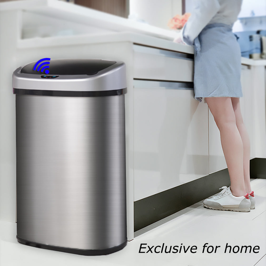 Stainless Steel 13 Gal Outdoor Trash Can with Touch Free Automatic Sensor