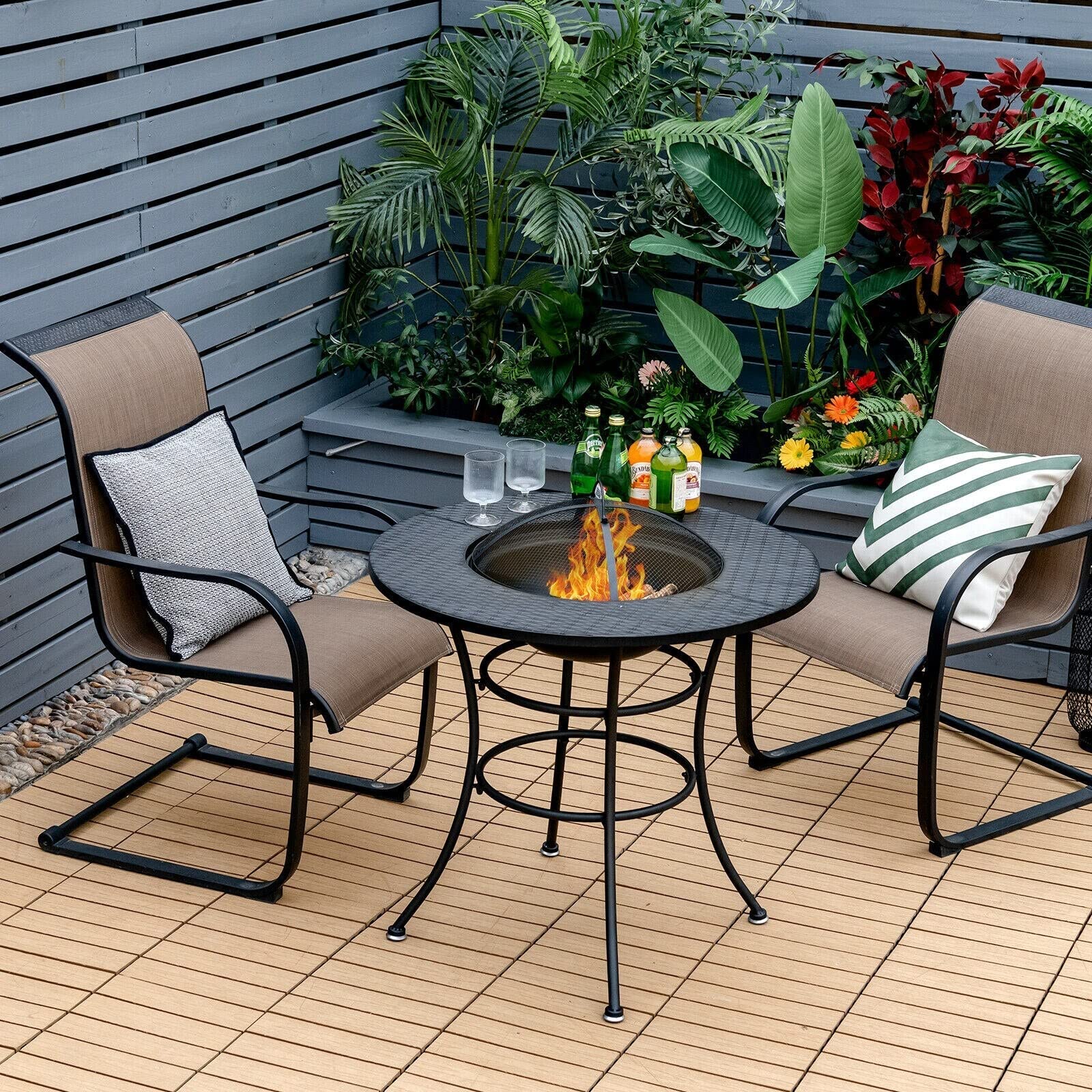 3-Piece Wicker Outdoor Patio Conversation Set Corner Sofa Set with Turequoise Cushions