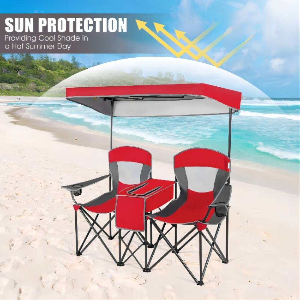 Portable Folding Camping Canopy Chairs with Cup Holder