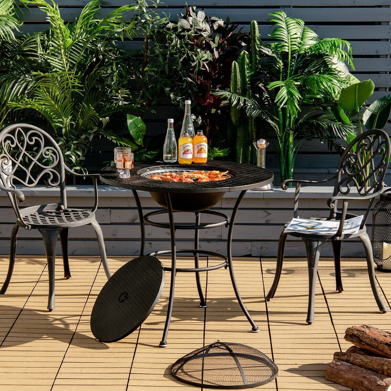 3-Piece Wicker Outdoor Patio Conversation Set Corner Sofa Set with Turequoise Cushions