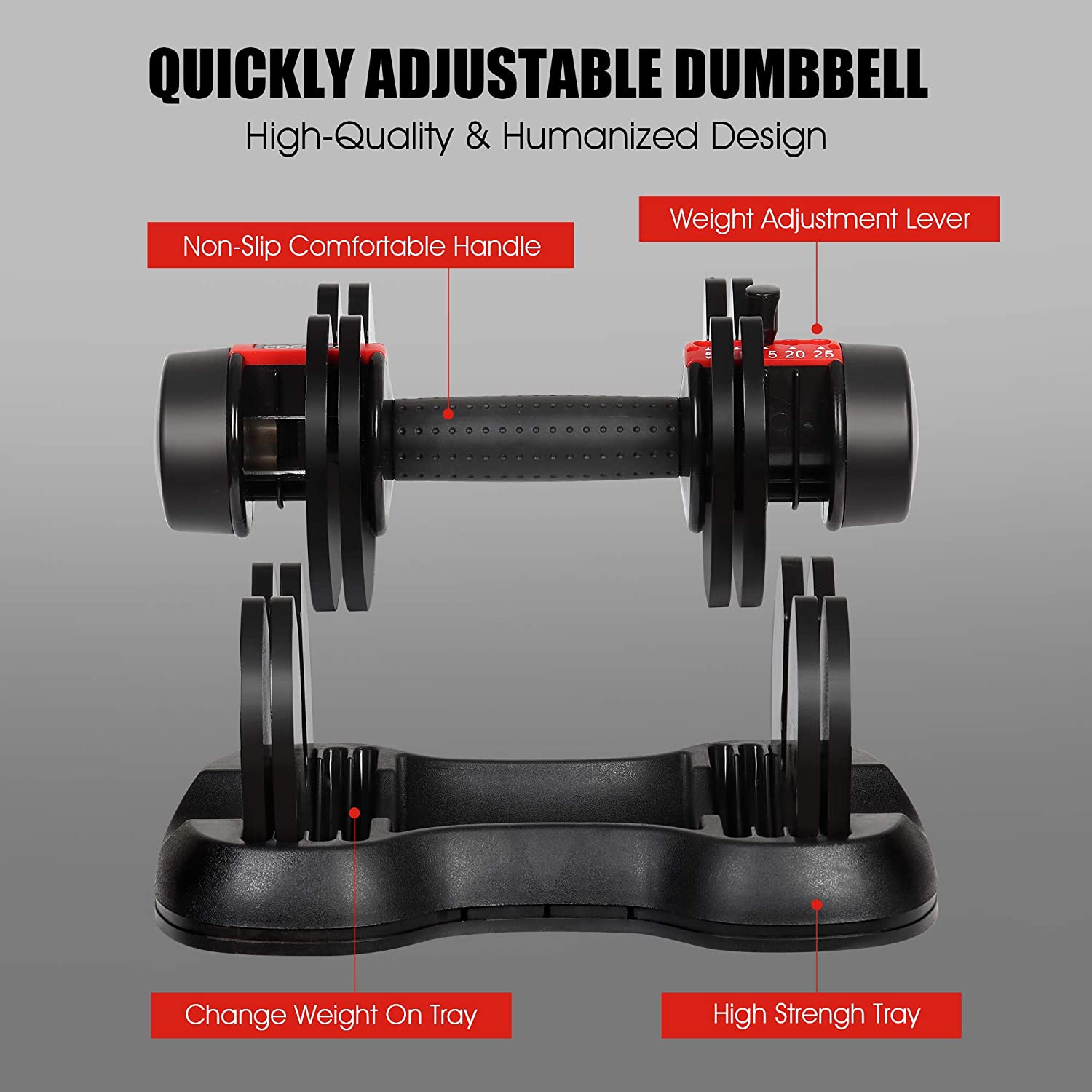 SUGIFT Adjustable Dumbbell Barbell 25 lbs Weight with Handle and Weight Plate for Gym and Home, Single