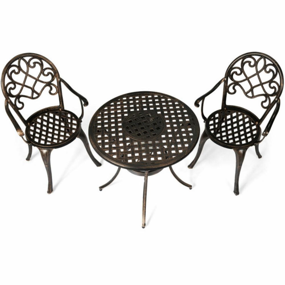 3-Piece Outdoor All-Weather Cast Aluminum Patio Bistro Set