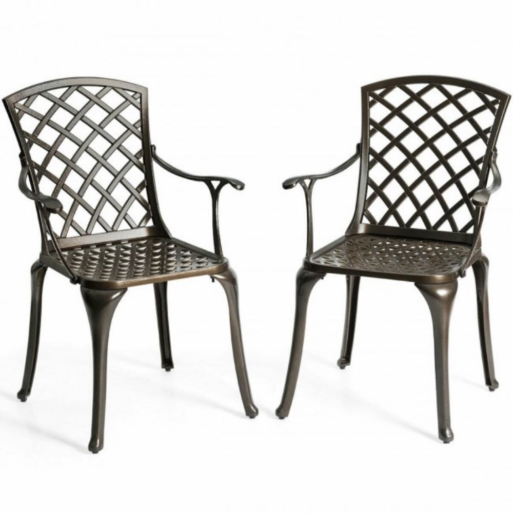 Outdoor Aluminum Dining Set of Patio Bistro Chairs (2-Pack)